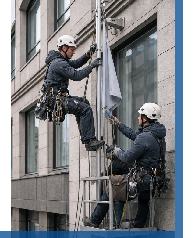 Установка флагов на фасаде в Красногорске от 4572 р. | ВЫСОТНИК-Крр