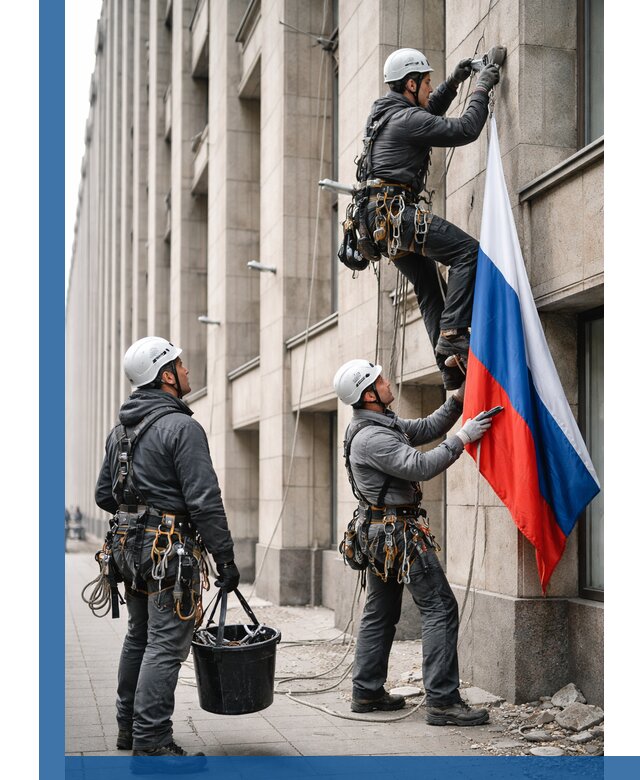 Профессиональная установка флагов на фасаде в Красногорске