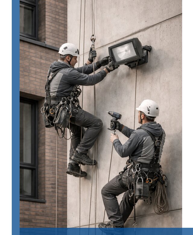 Профессиональный монтаж фасадных прожекторов в Красногорске под ключ