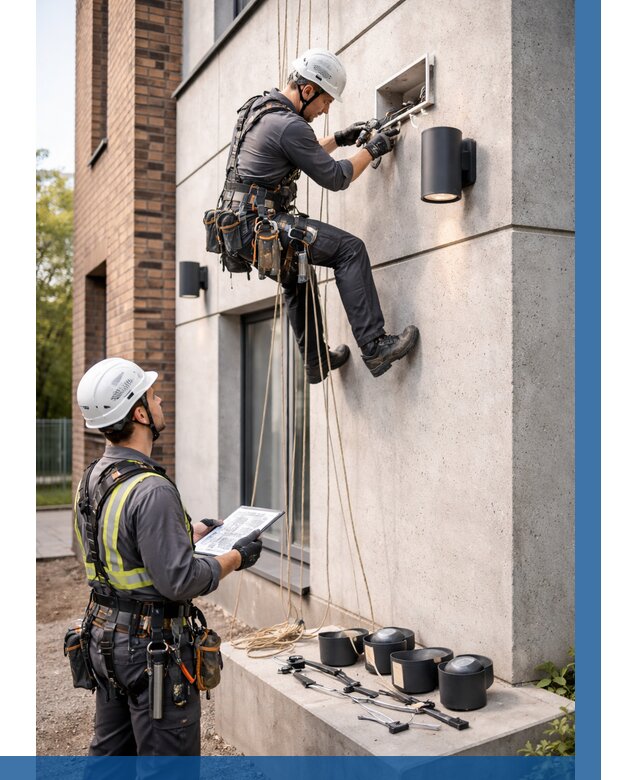 Монтаж фасадного освещения в Красногорске от 2540 р. | ВЫСОТНИК-Крр