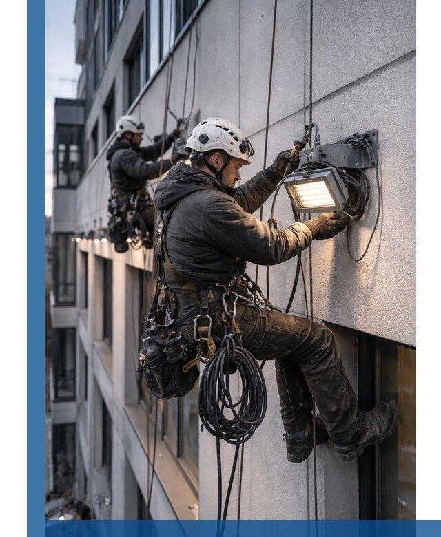 Монтаж фасадного освещения в Красногорске установка и подключение