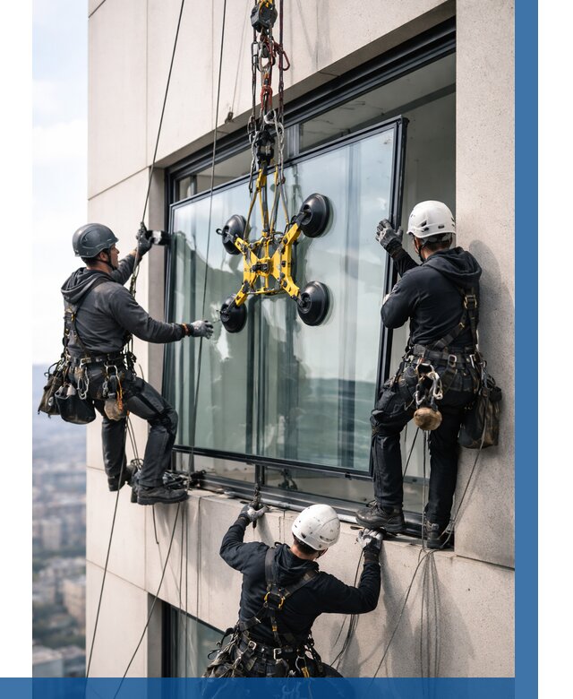 Монтаж стеклопакетов на высоте в Красногорске от 3252 р. | ВЫСОТНИК-Крр