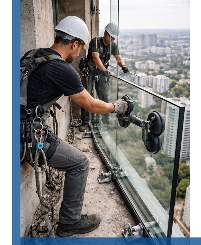Монтаж стеклянных ограждений под ключ с гарантией в Красногорске