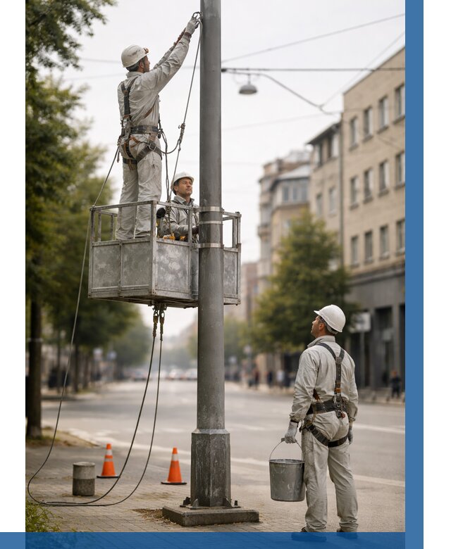 Покраска опор освещения в Красногорске от 5081 р. | ВЫСОТНИК-Крр