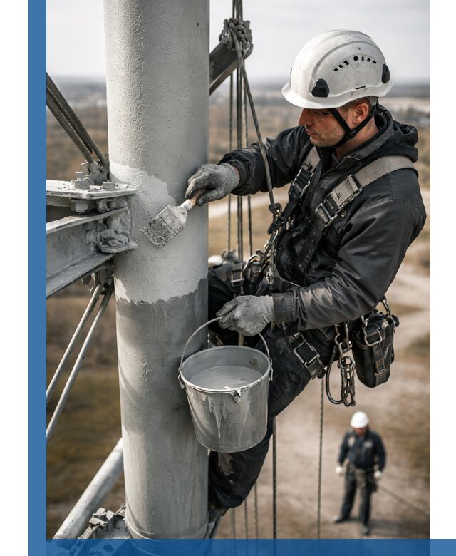 Покраска мачт связи в Красногорске промышленными альпинистами