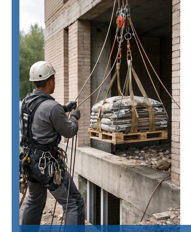 Подъем материалов на этаж веревками в Красногорске оперативно