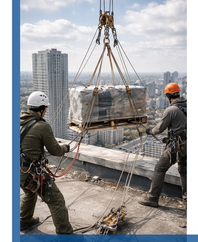 Подъем и монтаж крупногабаритных грузов на крышу в Красногорске