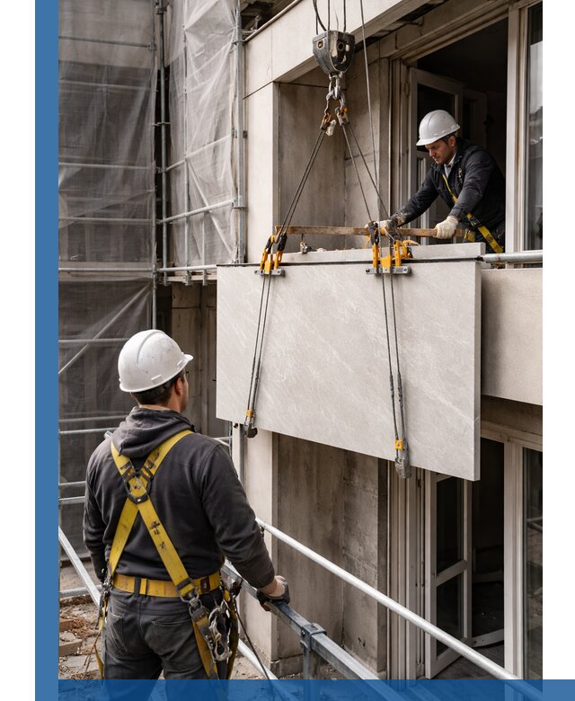 Подъем керамогранита на этаж в Красногорске грузчиками и техникой