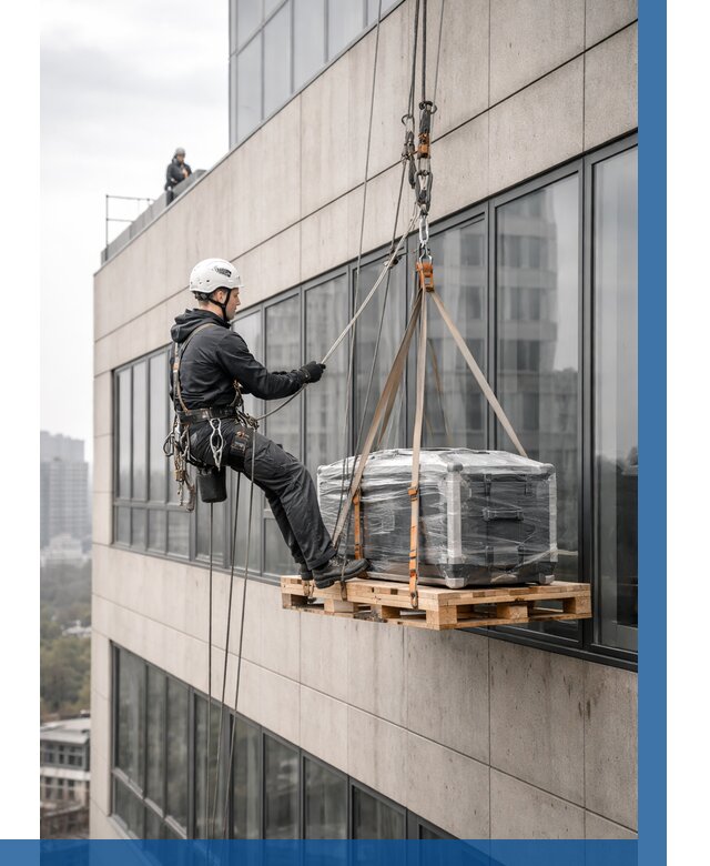 Спуск груза по фасаду в Красногорске от 3556 р. | ВЫСОТНИК-Крр