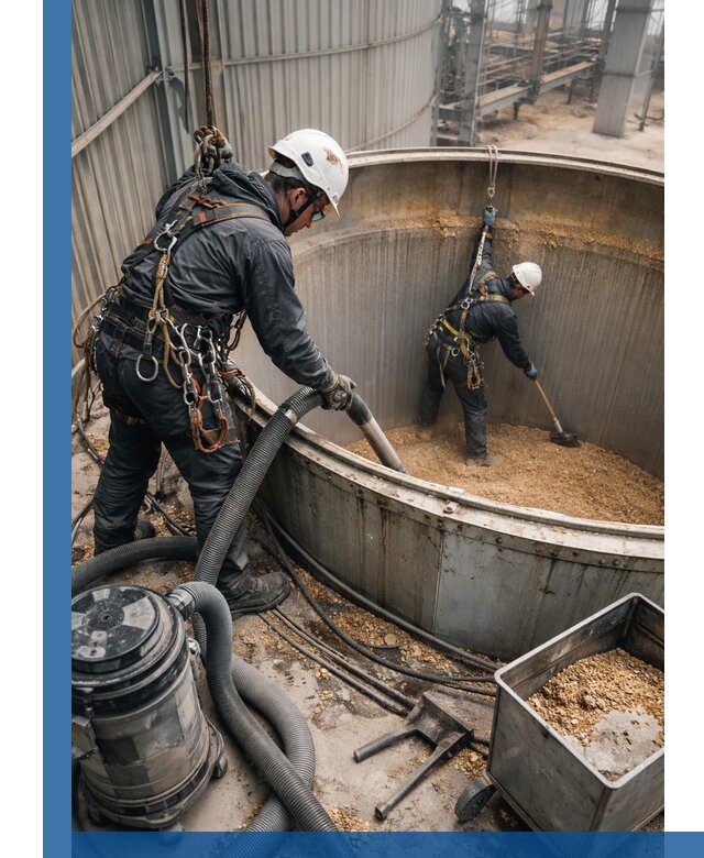 Профессиональная чистка зерновых бункеров в Красногорске с выездом