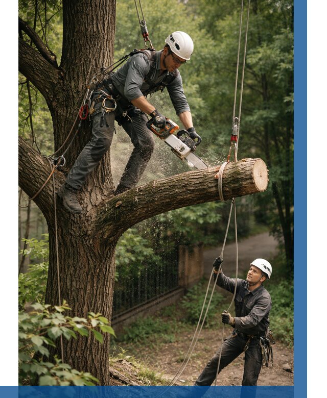Спил деревьев альпинистами в Красногорске от 8129 р. | ВЫСОТНИК-Крр