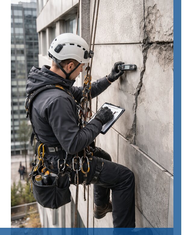 Обследование фасада альпинистами в Красногорске от 122 р. | ВЫСОТНИК-Крр