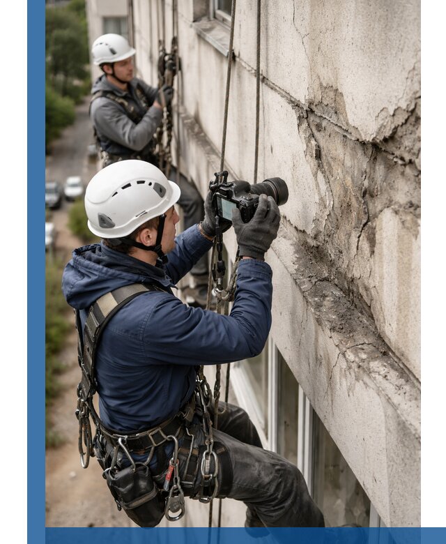 Фотофиксация дефектов фасада с высотной съемкой в Красногорске