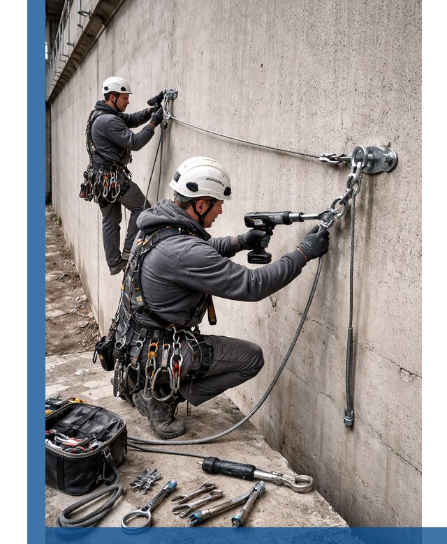 Монтаж анкерных линий высотной безопасности в Красногорске