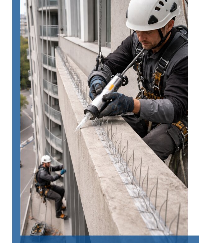 Установка шипов от птиц на фасадах и кровлях в Красногорске